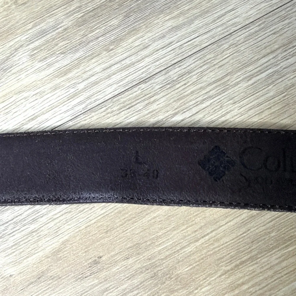 Columbia Brown Leather Lined Belt Men's Large 36-40 Silver‎ Buckle Work Casual